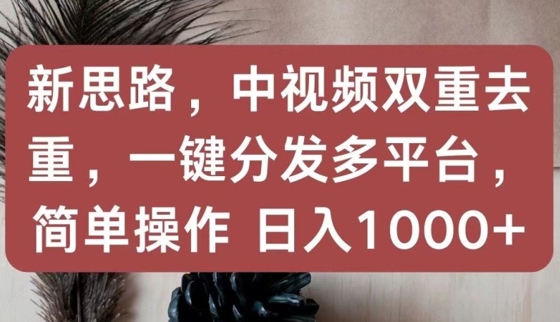 新思路，中视频双重去重，一键分发多平台，简单操作，日入1000+【揭秘】_微雨项目网