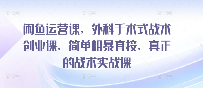 闲鱼运营课，外科手术式战术创业课，简单粗暴直接，真正的战术实战课_微雨项目网