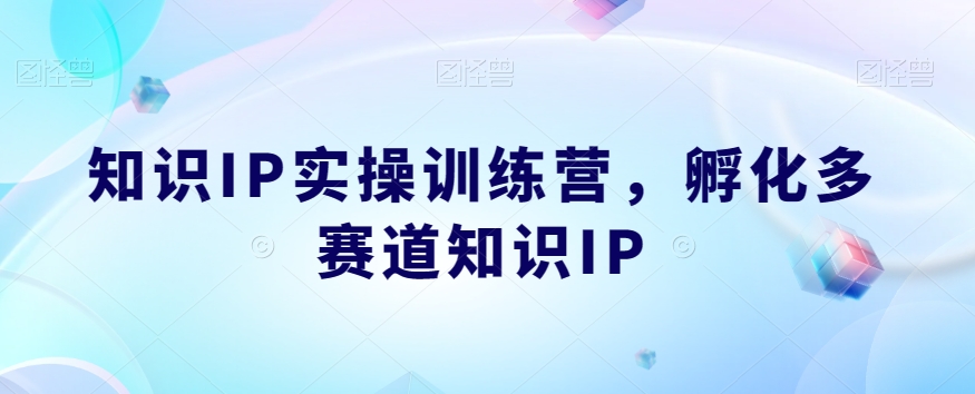 知识IP实操训练营，​孵化多赛道知识IP_微雨项目网