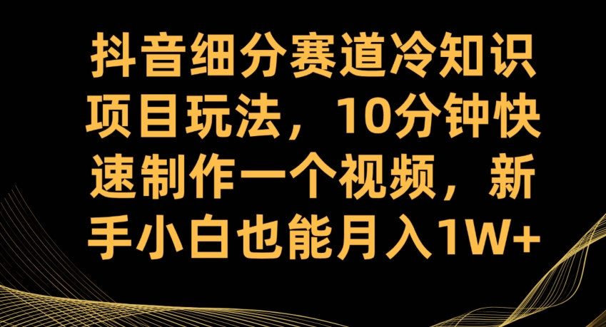 抖音细分赛道冷知识项目玩法，10分钟快速制作一个视频，新手小白也能月入1W+【揭秘】_微雨项目网