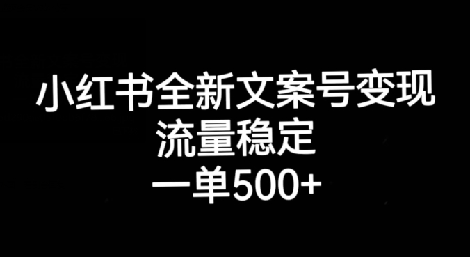 小红书全新文案号变现，流量稳定，一单收入500+_微雨项目网