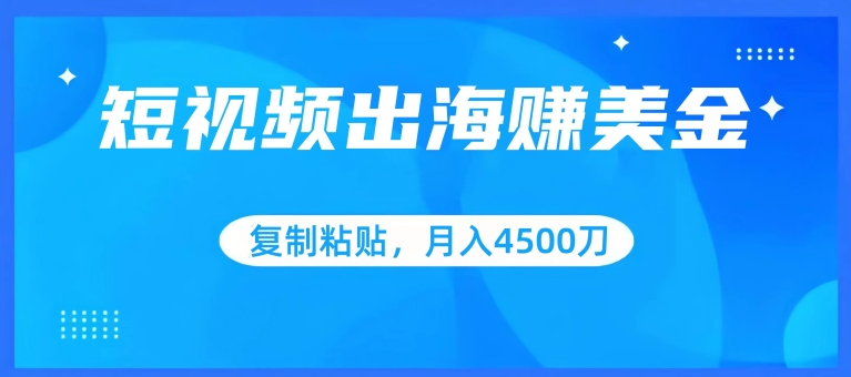 短视频出海赚美金，复制粘贴批量操作，小白轻松掌握，月入4500美刀【揭秘】_微雨项目网