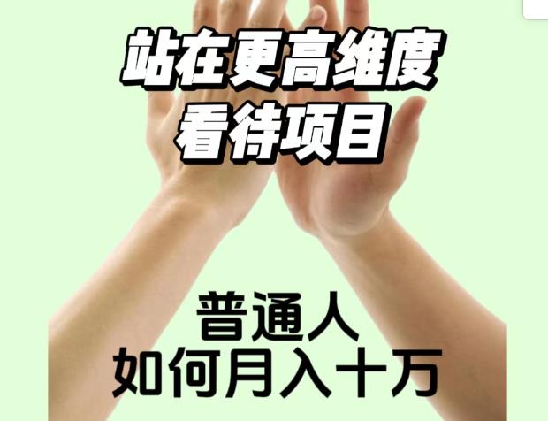 2023最火项目：站在更高维度看待项目，普通人如何月入十万【揭秘】_微雨项目网