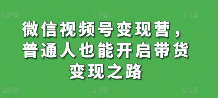 微信视频号变现营，普通人也能开启带货变现之路_微雨项目网