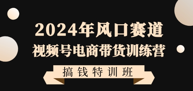 2024年风口赛道视频号电商带货训练营搞钱特训班，带领大家快速入局自媒体电商带货_微雨项目网