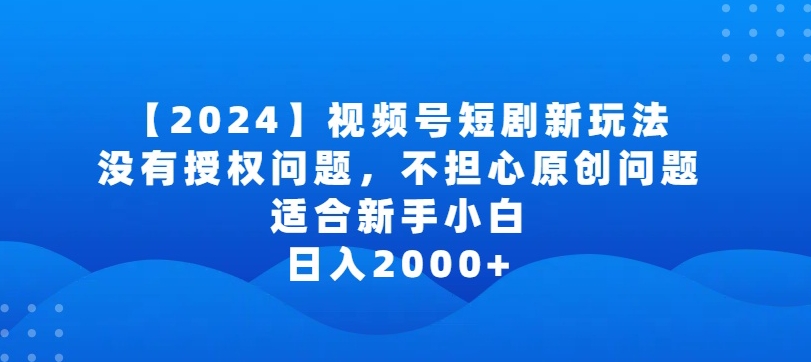 2024视频号短剧玩法，没有授权问题，不担心原创问题，适合新手小白，日入2000+【揭秘】_微雨项目网