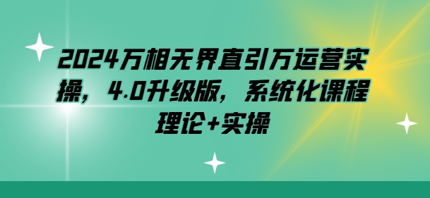 2024万相无界直引万运营实操，4.0升级版，系统化课程 理论+实操_微雨项目网