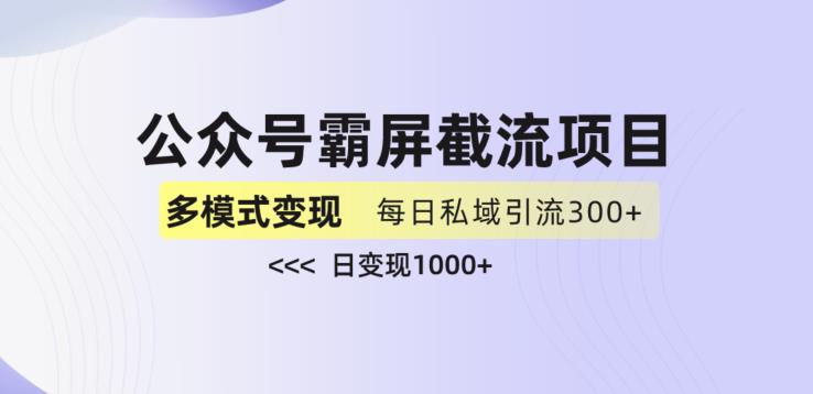 公众号霸屏截流项目+私域多渠道变现玩法，全网首发，日入1000+【揭秘】_微雨项目网