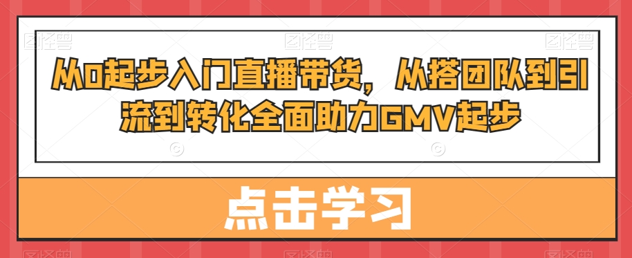 从0起步入门直播带货，​从搭团队到引流到转化全面助力GMV起步_微雨项目网