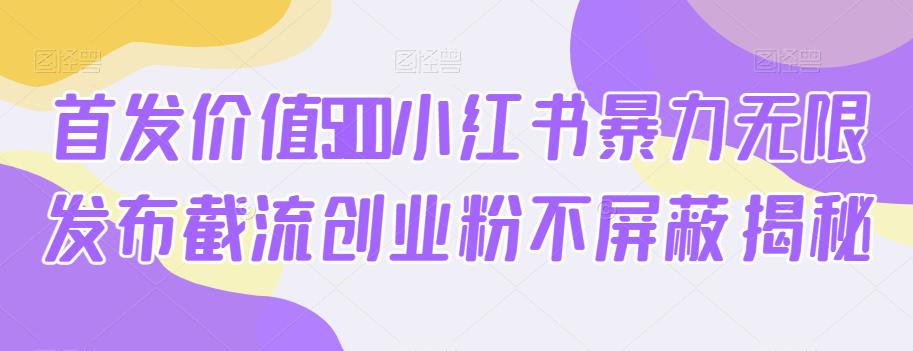 首发价值5100小红书暴力无限发布截流创业粉不屏蔽揭秘_微雨项目网