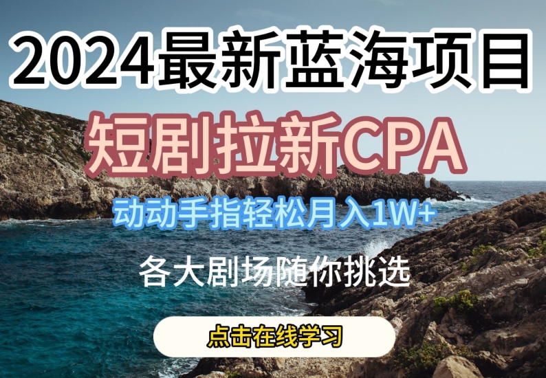 2024最新蓝海项日，短剧拉新CPA，动动手指轻松月入1W，全各大剧场随你挑选【揭秘】_微雨项目网