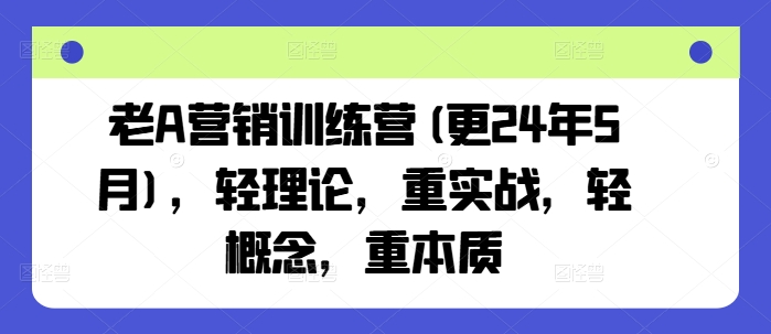 老A营销训练营(更24年5月)，轻理论，重实战，轻概念，重本质_微雨项目网