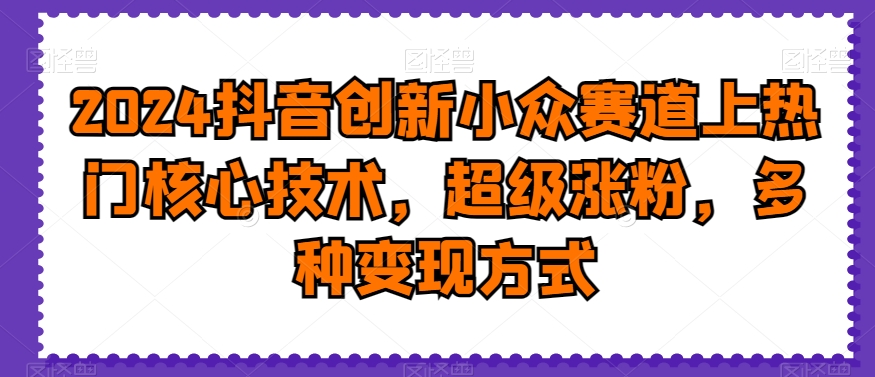 2024抖音创新小众赛道上热门核心技术，超级涨粉，多种变现方式【揭秘】_微雨项目网