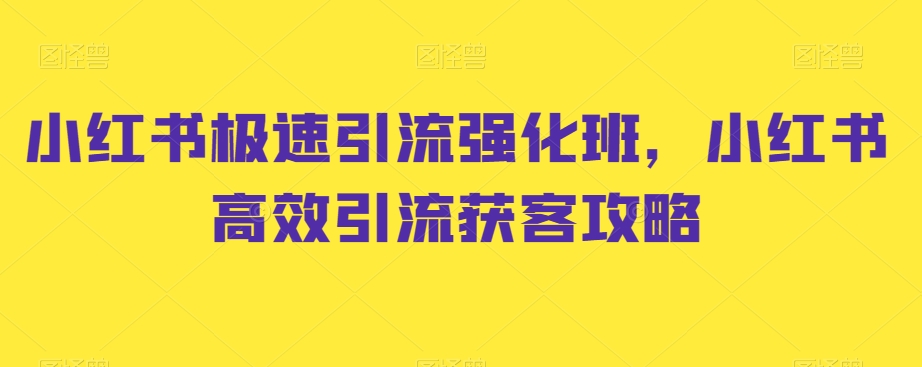 小红书极速引流强化班，小红书高效引流获客攻略_微雨项目网