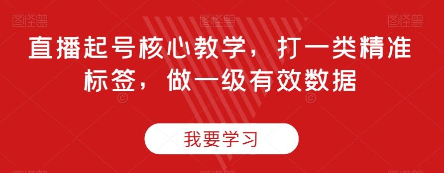 直播起号核心教学，打一类精准标签，做一级有效数据_微雨项目网