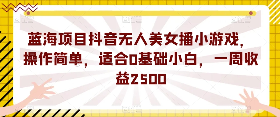 蓝海项目抖音无人美女播小游戏，操作简单，适合0基础小白，一周收益2500【揭秘】_微雨项目网