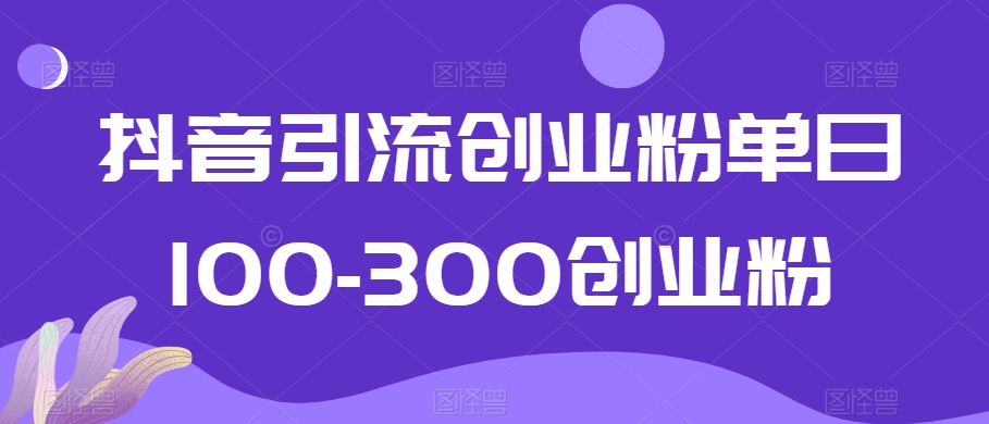 抖音引流创业粉单日100-300创业粉【揭秘】_微雨项目网