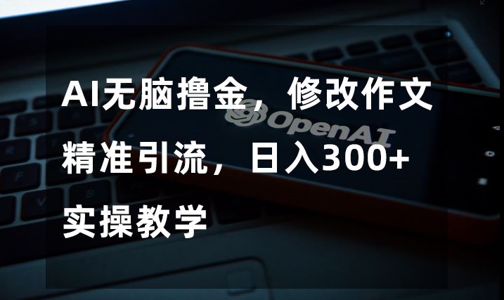 AI无脑撸金，修改作文精准引流，日入300+，实操教学【揭秘】_微雨项目网