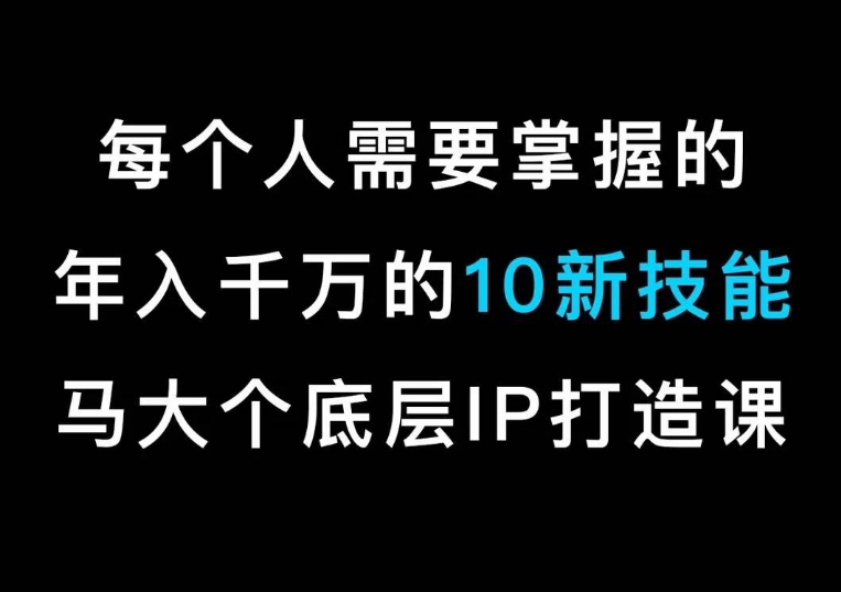 马大个的IP底层逻辑课，​每个人需要掌握的年入千万的10新技能，约会底层IP打造方法！_微雨项目网