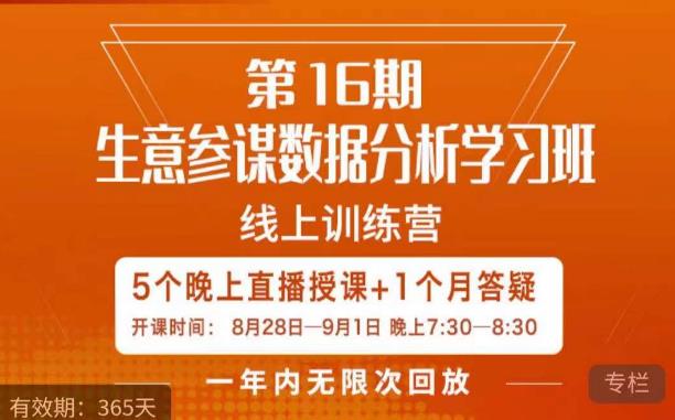 宁静·生意参谋数据分析学习班，解决商家4大痛点，学会分析数据，打造爆款！_微雨项目网