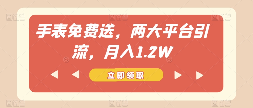 手表免费送，两大平台引流，月入1.2W【揭秘】_微雨项目网