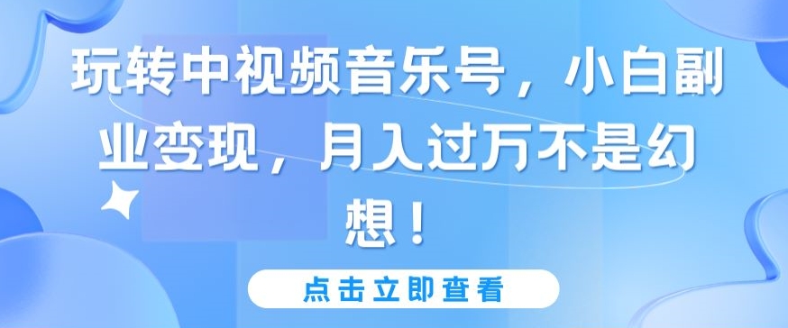 玩转中视频音乐号，小白副业变现，月入过万不是幻想【揭秘】_微雨项目网