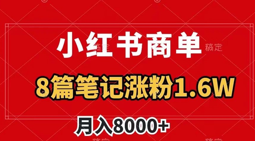 小红书商单最新玩法，8篇笔记涨粉1.6w，作品制作简单，月入8000+【揭秘】_微雨项目网