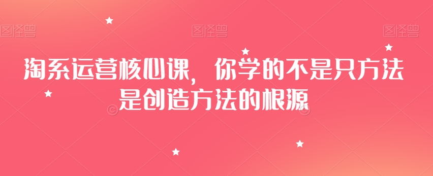 淘系运营核心课，你学的不是只方法是创造方法的根源_微雨项目网