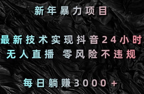 新年暴力项目，最新技术实现抖音24小时无人直播，零风险不违规，每日躺赚3000＋【揭秘】_微雨项目网