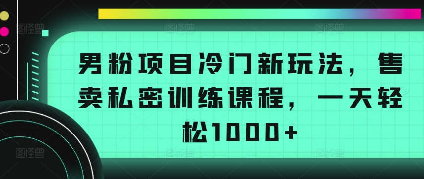 男粉项目冷门新玩法，售卖私密训练课程，一天轻松1000+【揭秘】_微雨项目网