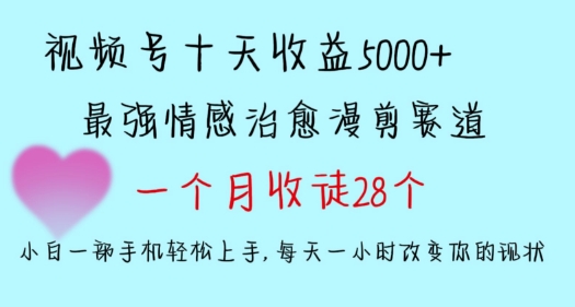 十天收益5000+，多平台捞金，视频号情感治愈漫剪，一个月收徒28个，小白一部手机轻松上手【揭秘】_微雨项目网