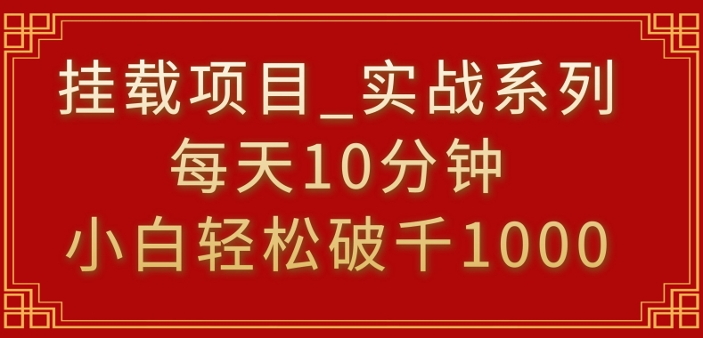 挂载项目，小白轻松破1000，每天10分钟，实战系列保姆级教程【揭秘】_微雨项目网