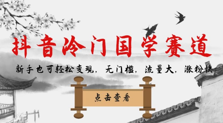 抖音冷门国学赛道，新手也可轻松变现，无门槛，流量大，涨粉快_微雨项目网