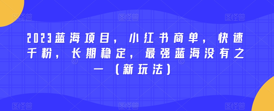 2023蓝海项目，小红书商单，快速千粉，长期稳定，最强蓝海没有之一（新玩法）_微雨项目网