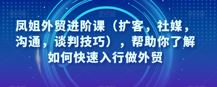 凤姐外贸进阶课（扩客，社媒，沟通，谈判技巧），帮助你了解如何快速入行做外贸_微雨项目网