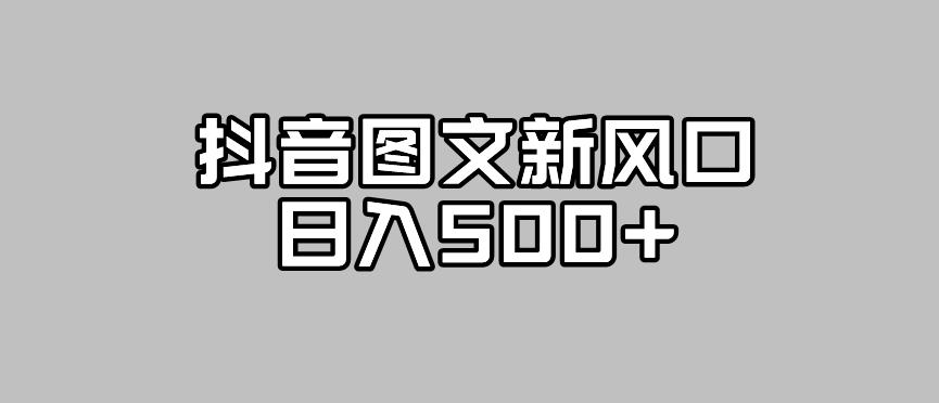 抖音图文最新风口，流量扶持非常高，日入500+【揭秘】_微雨项目网