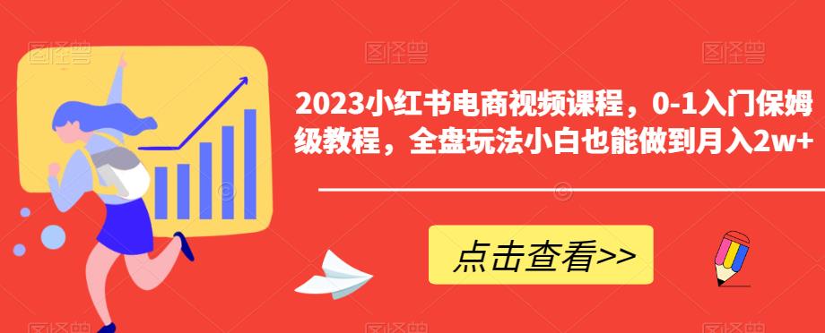 2023小红书电商视频课程，0-1入门保姆级教程，全盘玩法小白也能做到月入2w+_微雨项目网