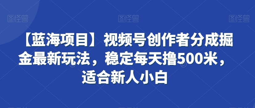 【蓝海项目】视频号创作者分成掘金最新玩法，稳定每天撸500米，适合新人小白【揭秘】_微雨项目网