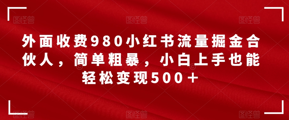 外面收费980小红书流量掘金合伙人，简单粗暴，小白上手也能轻松变现500＋【揭秘】_微雨项目网