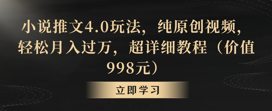 小说推文4.0玩法，纯原创视频，轻松月入过万，超详细教程（价值998元）【揭秘】_微雨项目网