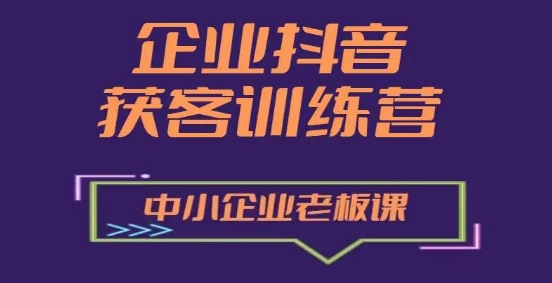 企业抖音营销获客增长训练营，中小企业老板必修课_微雨项目网