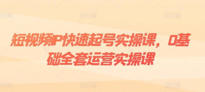 短视频IP快速起号实操课，0基础全套运营实操课，爆款内容设计+粉丝运营+内容变现_微雨项目网