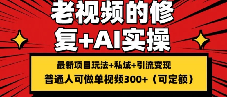 修复老视频的玩法，搬砖+引流的变现(可持久)，单条收益300+【揭秘】_微雨项目网