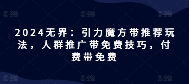 2024无界：引力魔方带推荐玩法，人群推广带免费技巧，付费带免费_微雨项目网