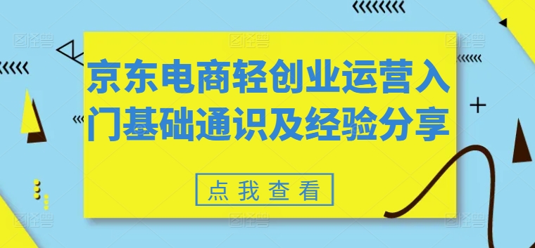 京东电商轻创业运营入门基础通识及经验分享_微雨项目网