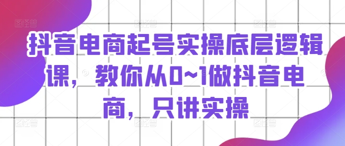 抖音电商起号实操底层逻辑课，教你从0~1做抖音电商，只讲实操_微雨项目网