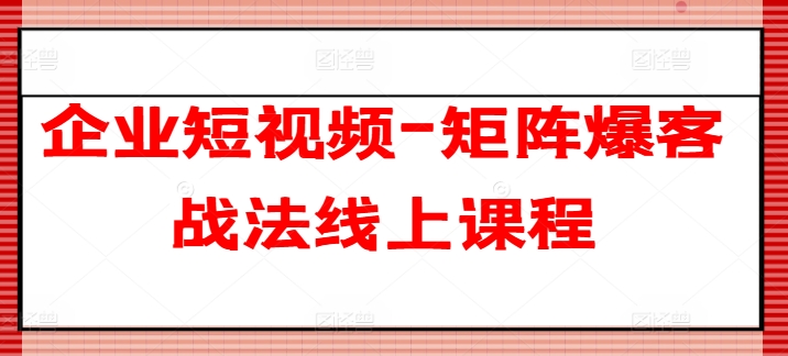 企业短视频-矩阵爆客战法线上课程_微雨项目网