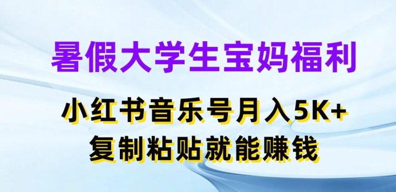 暑假大学生宝妈福利，小红书音乐号月入5000+，复制粘贴就能赚钱【揭秘】_微雨项目网