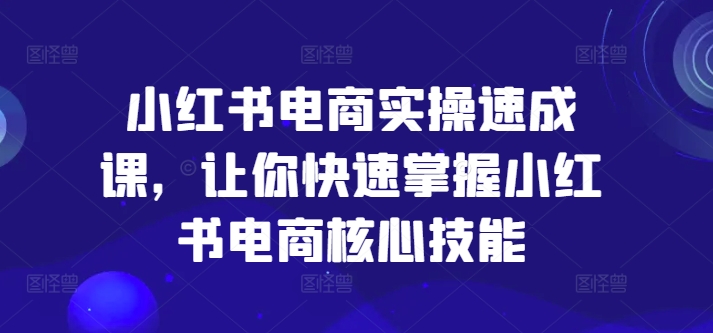 小红书电商实操速成课，让你快速掌握小红书电商核心技能_微雨项目网