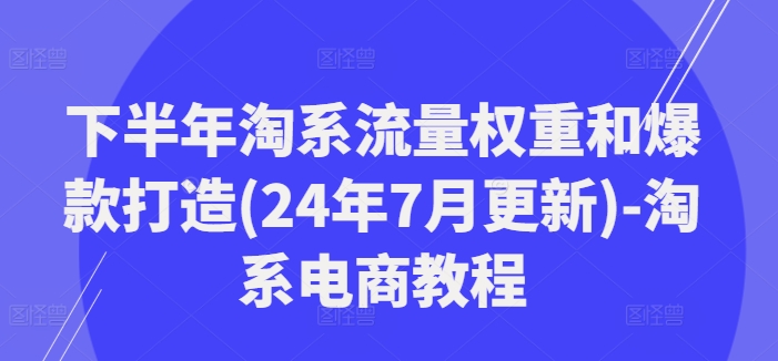 下半年淘系流量权重和爆款打造(24年7月更新)-淘系电商教程_微雨项目网